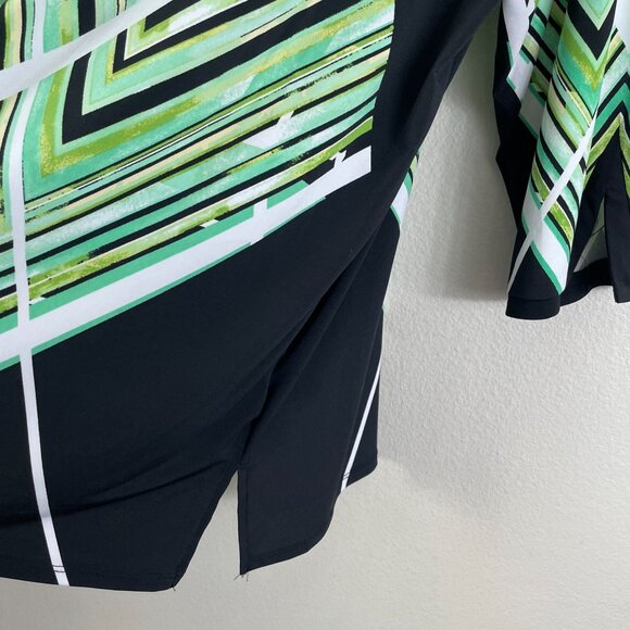 Jm Collection Womens Plus 3X Green Black Geometric Stretch Tunic Top 3/4 Sleeve - Picture 10 of 11